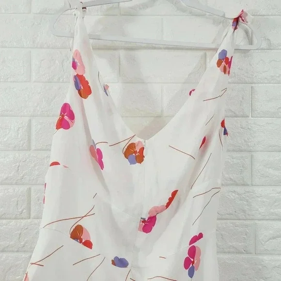 New Lewitt Women's Dress Sleeveless V-Neck Floral Print White Size 14 - Picture 4 of 8